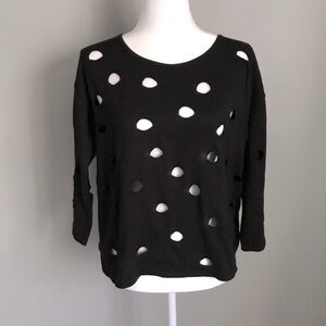 French Kyss Holey Black Crew Neck Sweater New With Tags Size X-Small